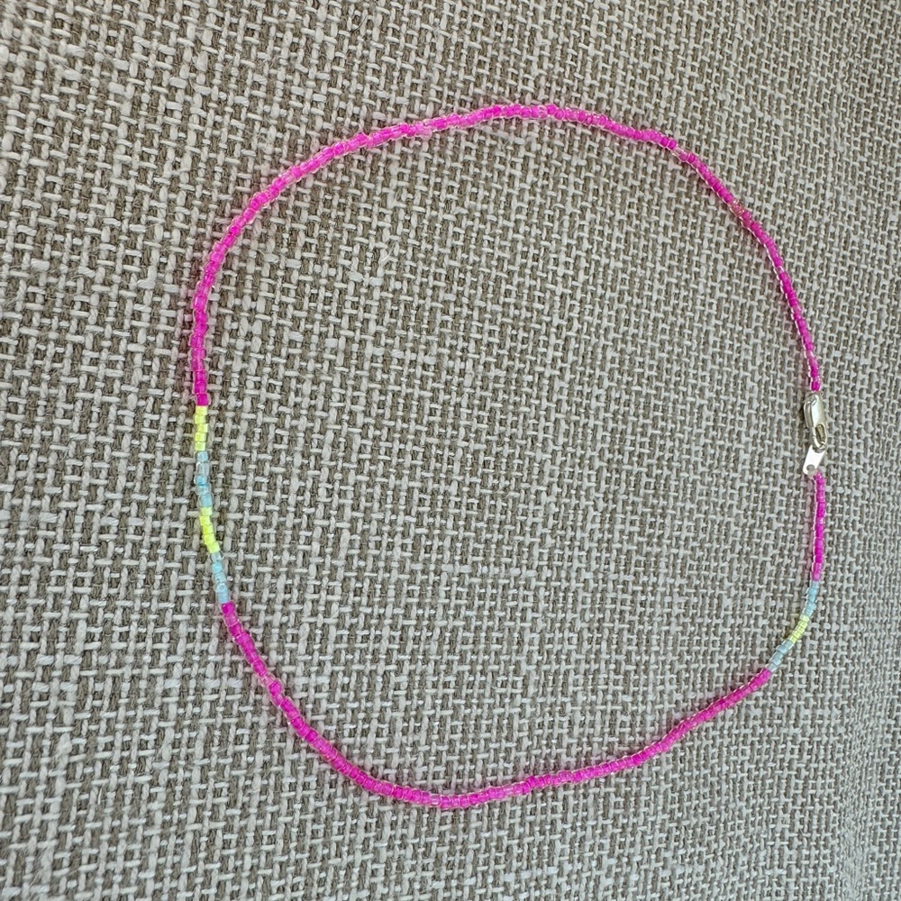 Pink Beaded Women's Necklace - Delicate Summer Charm - Picture 4 of 6